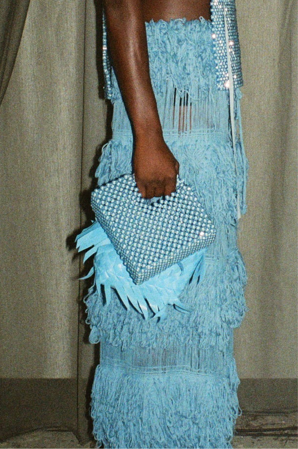 BEADED LIGHT BLUE BAG