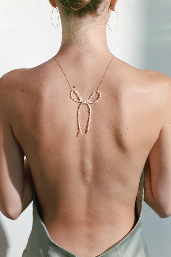 Wendy Pearl Bow Necklace