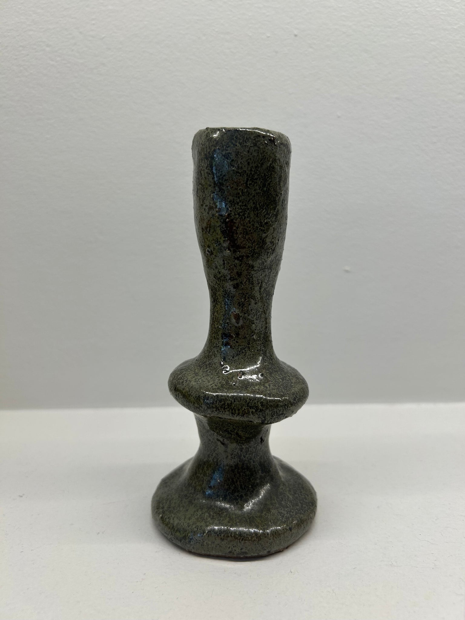 Candle holder | Textured speckled brown/green