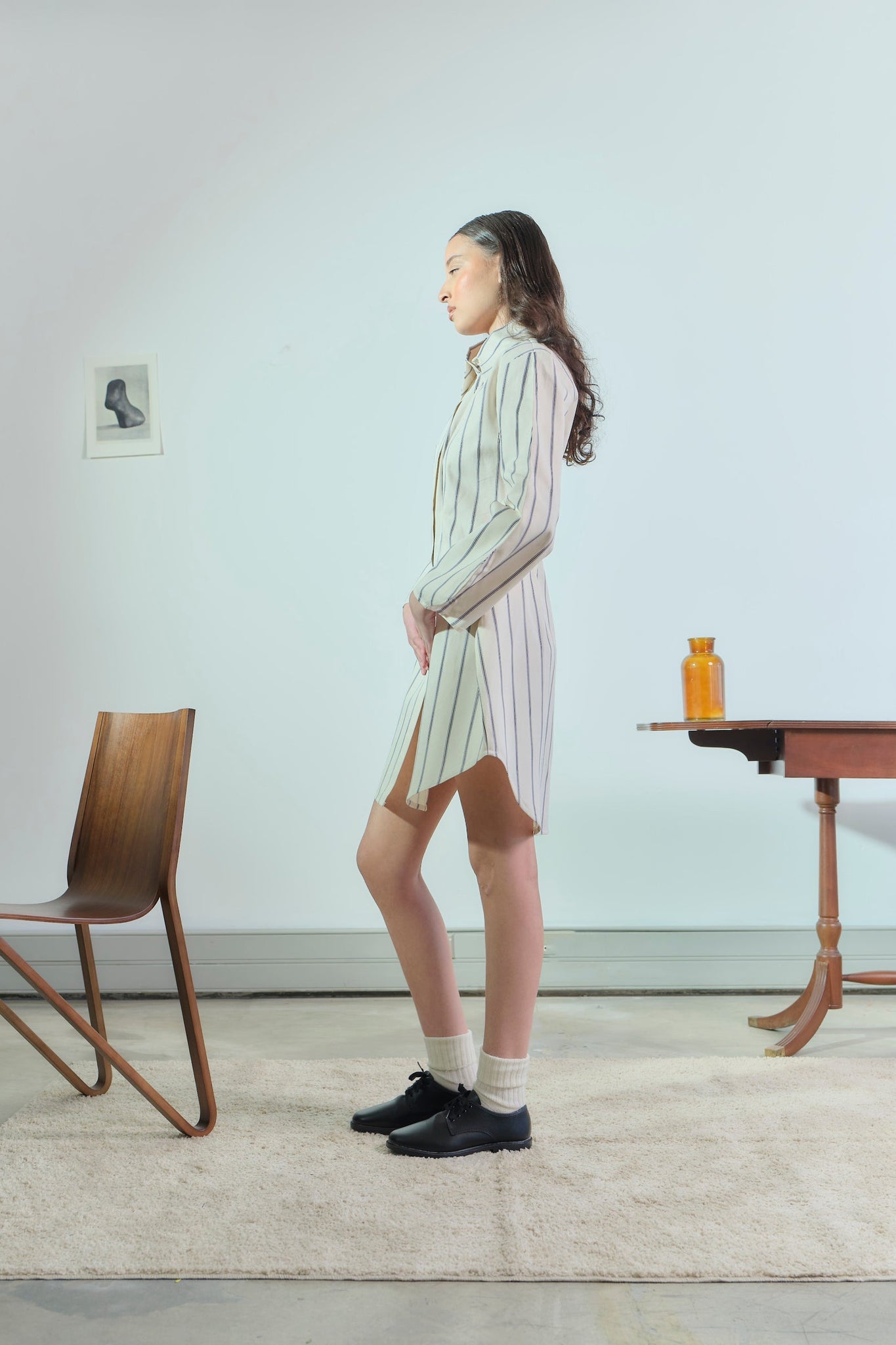 Bell Sleeve Sculptured Shirt Dress