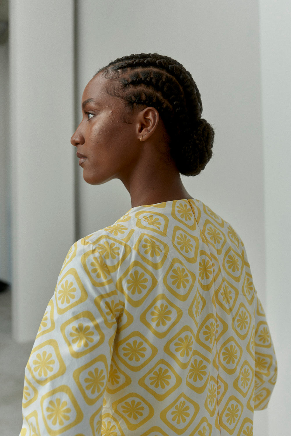 Yellow Mandarin Print Dress