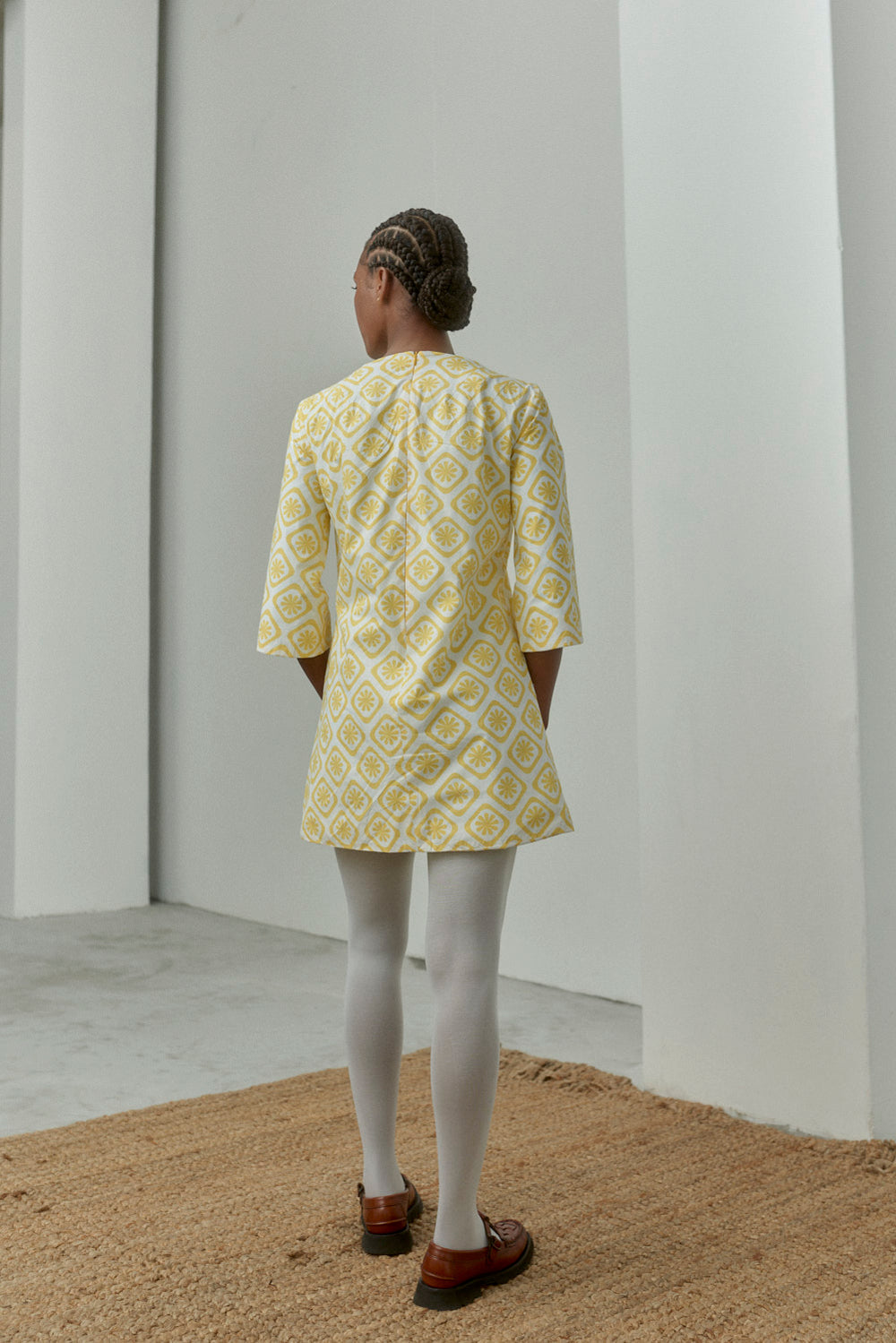 Yellow Mandarin Print Dress