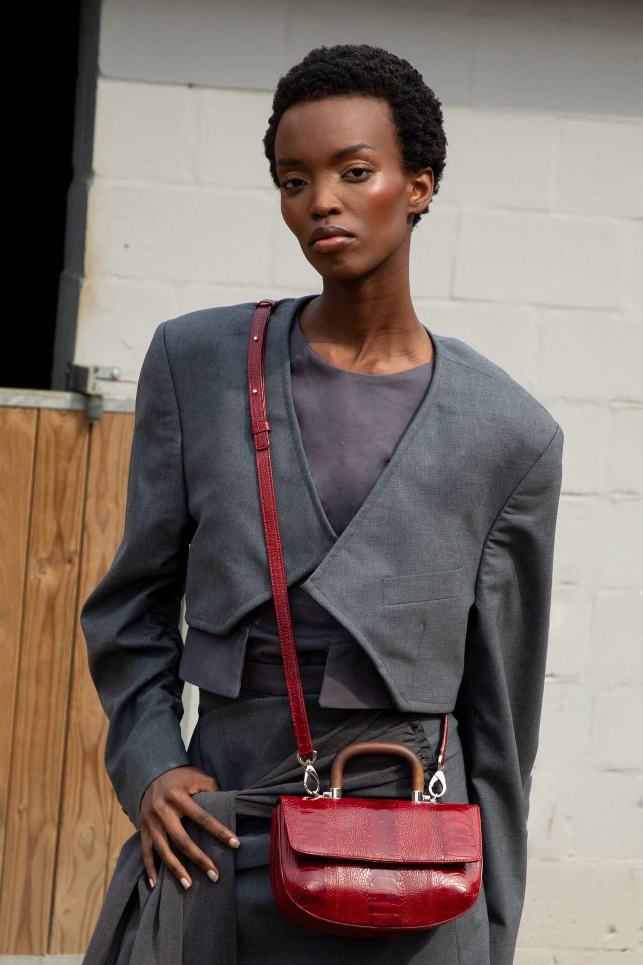 MINI PICCO OSTRICH LEG CHERRY RED