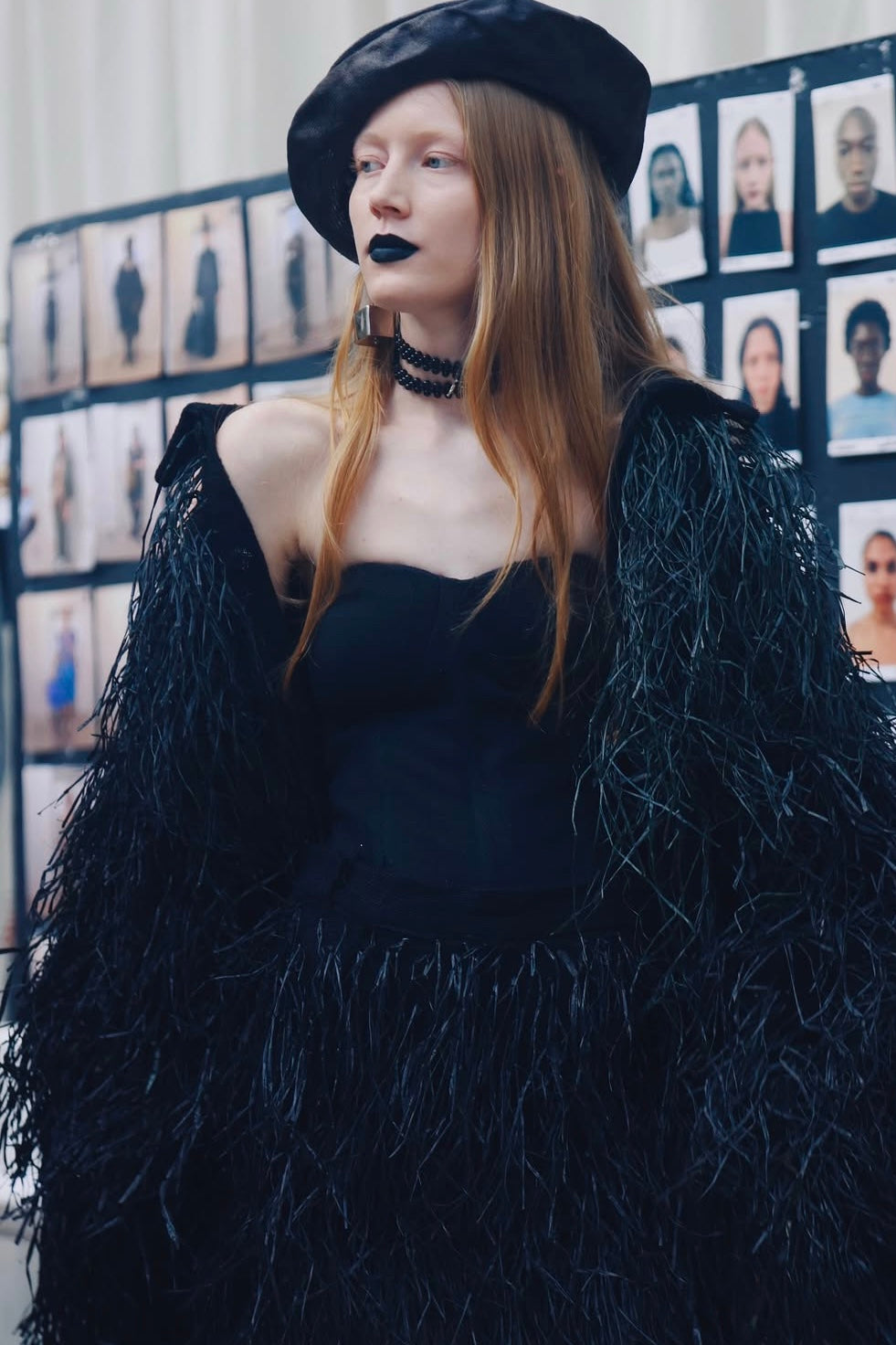 BLACK RAFIA LONG SHIRT