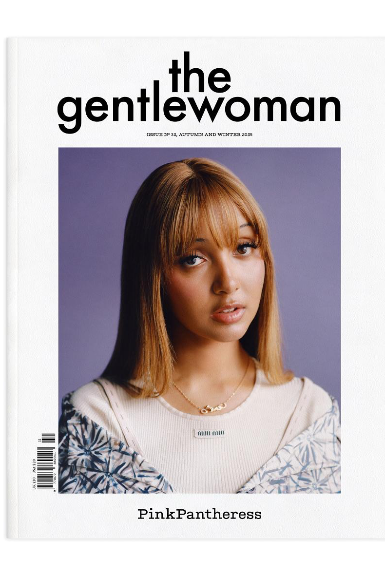 Magazine cover titled 'the gentlewoman' with a photo of a woman on a white background