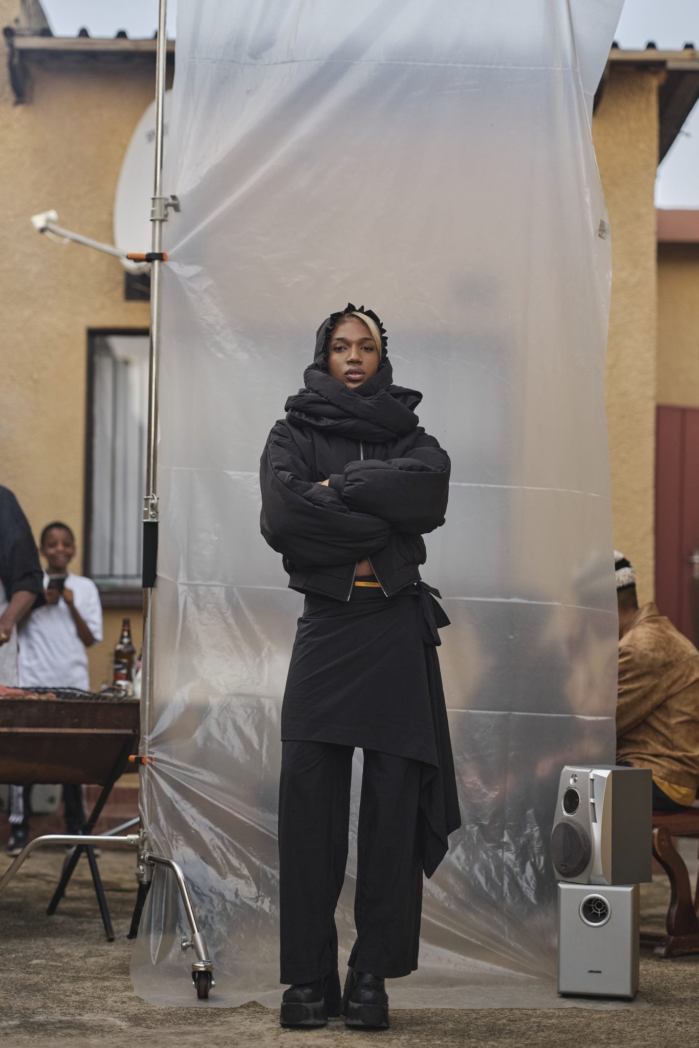 Silver Zip Trousers and Wrap