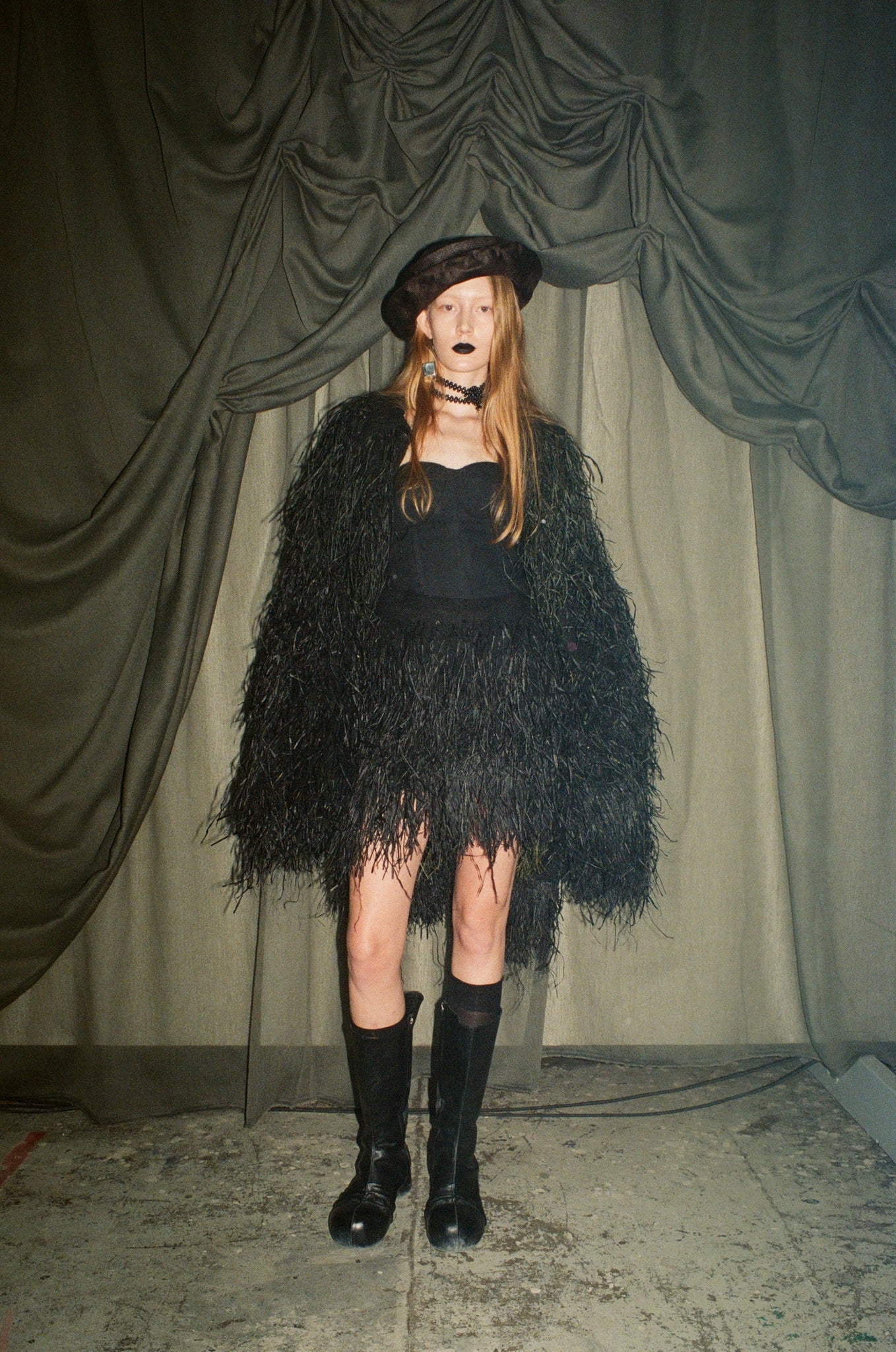 BLACK RAFIA LONG SHIRT