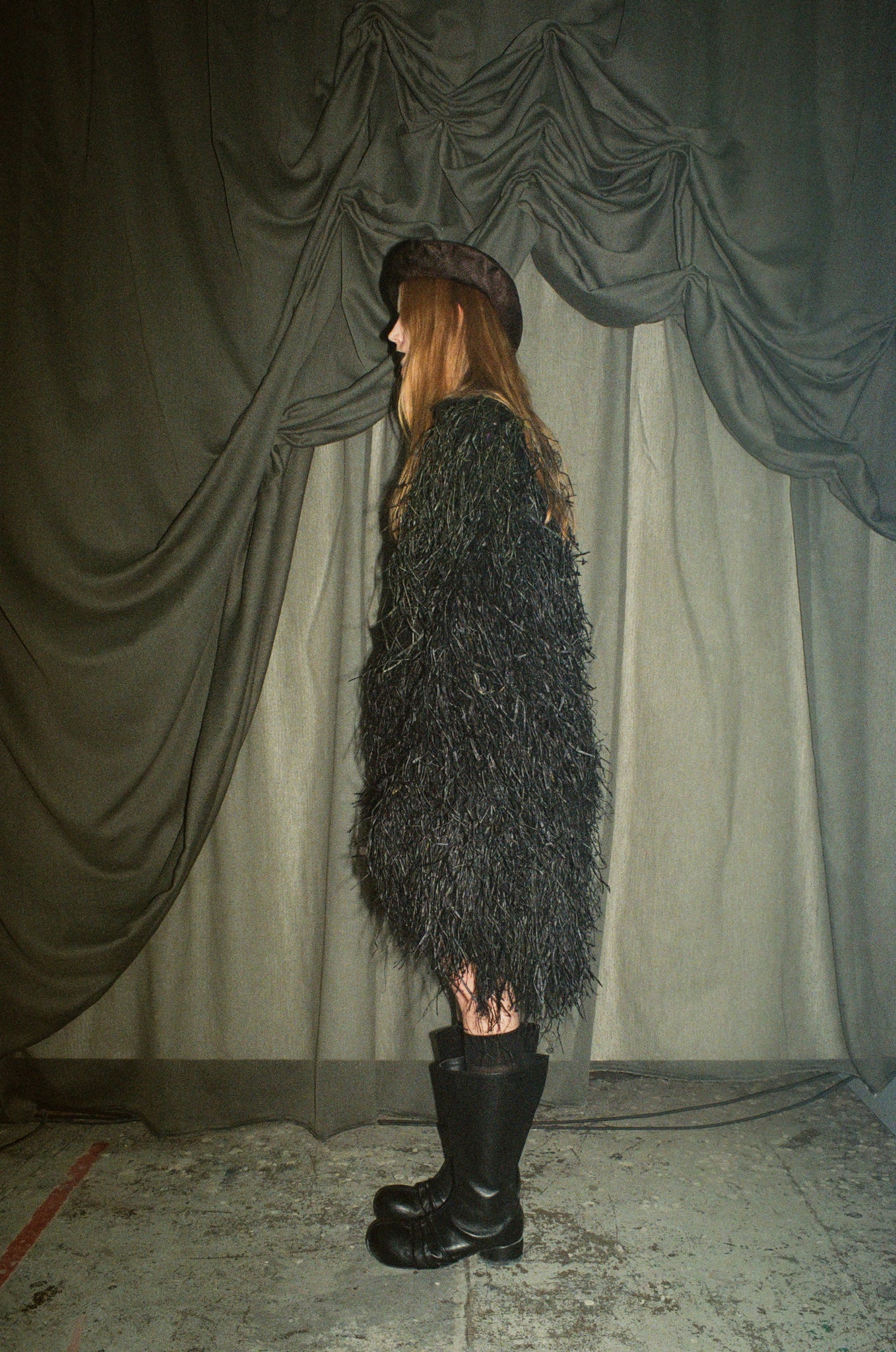 BLACK RAFIA LONG SHIRT